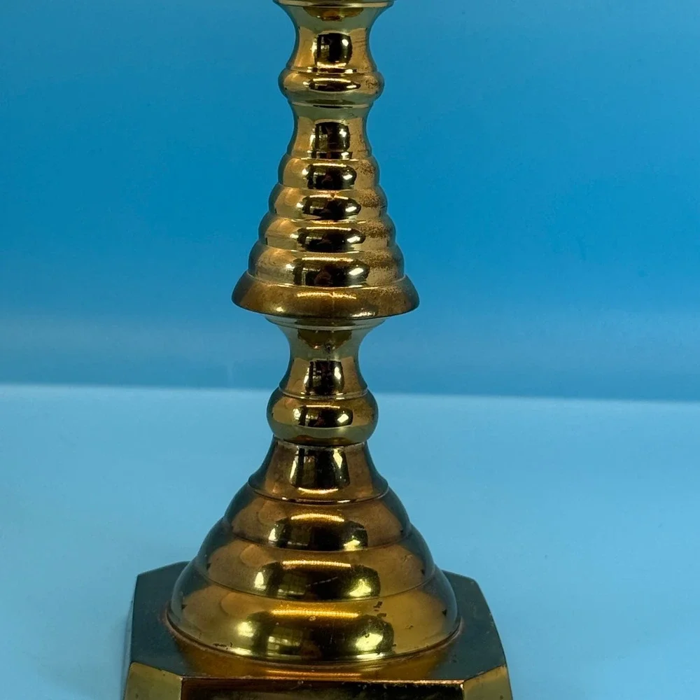 VTG Brass TaperBeehive Candle Holder Medium‎ Victorian Regency Dark Academia Art
